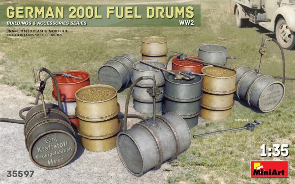 German 200 Liter Fuel Drums, World War II детальное изображение Аксессуары 1/35 Диорамы