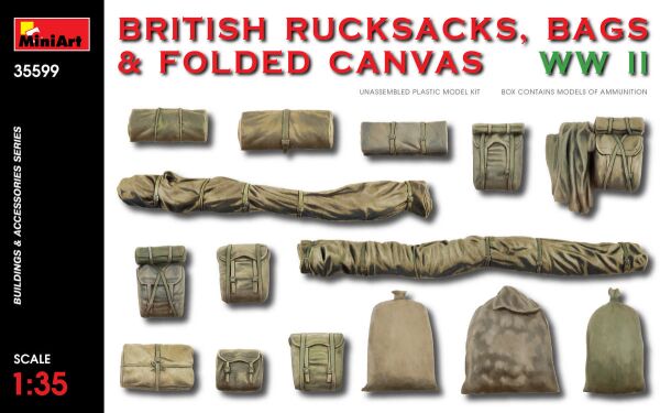 British Backpacks, Bags and Folded Canvas WW2 детальное изображение Аксессуары 1/35 Диорамы