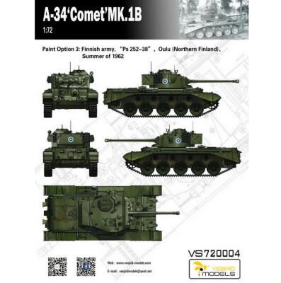 Збірна модель 1/72 Британський середній танк A34 Comet Mk.IB Vespid Models VS720004 детальное изображение Бронетехника 1/72 Бронетехника