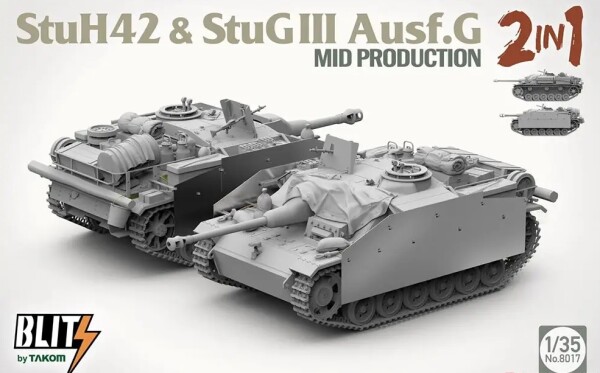 Збірна модель 1/35 САУ StuH42 StuG III Ausf Takom 8017 детальное изображение Бронетехника 1/35 Бронетехника