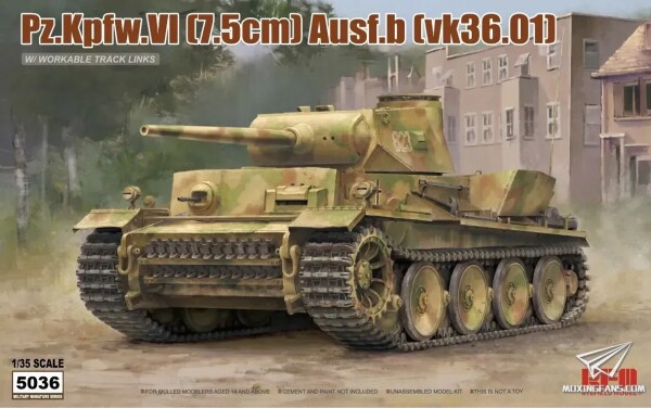 Збірна модель 1/35 Німецький важкий танк PZ.KPFW.VI AUSF.B (VK36.01) з робочими траками RFM RM-5036 детальное изображение Военная техника 