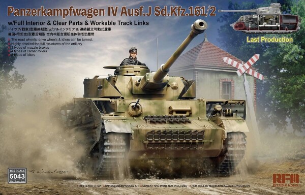 Збірна модель 1/35 Німецький середній танк Pz.Kpfw.IV Ausf. J Last Production з повним інтер’єром, прозорими деталями та робочими траками RFM RM-5043 детальное изображение Военная техника 