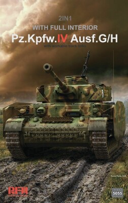 Збірна модель 1/35 Німецький середній танк Pz.Kpfw.IV Ausf.G/H з повним інтер’єром і робочими траками RFM RM-5055 детальное изображение Военная техника 
