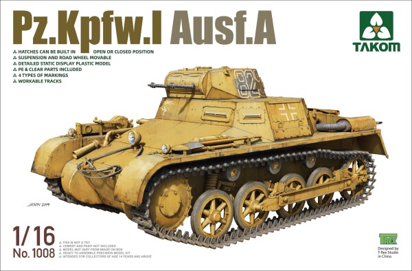 Scale model 1/16 German light tank Pz.Kpfw.I Ausf.A Takom 1008 детальное изображение Бронетехника 1/16 Бронетехника