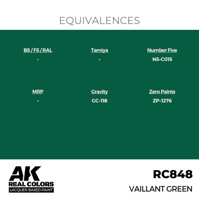 Акриловая краска на спиртовой основе Vaillant Green / Зеленый Вайллант АК-интерактив RC848 детальное изображение Real Colors Краски