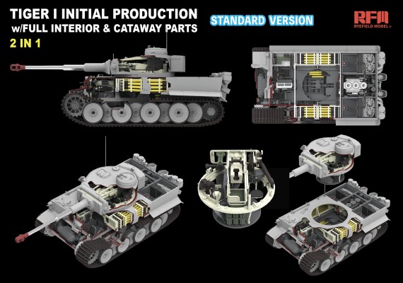 Збірна модель 1/35 Танк Tiger I, початковий випуск, початок 1943, стандартна версія з повним інтер'єром RFM RM-5130 детальное изображение Бронетехника 1/35 Бронетехника
