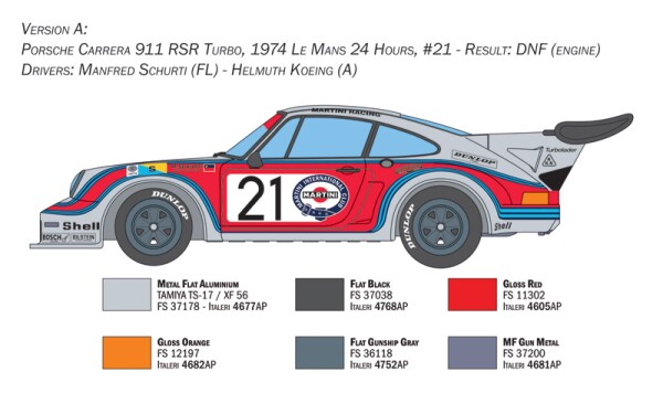 Збірна модель 1/24 Автомобіль Porsche Carrera RSR Turbo Easy Kit Italeri 3625 детальное изображение Автомобили 1/24 Автомобили