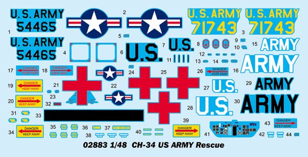 Збірна модель 1/48 Американський гвинтокрил CH-34 US ARMY Rescue Trumpeter 02883 детальное изображение Вертолеты 1/48 Вертолеты