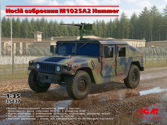 Збірна модель 1/35 Військовий автомобіль Hummer носій озброєння M1025A2 ICM 35437 детальное изображение Автомобили 1/35 Автомобили