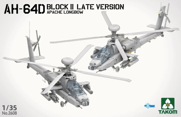 Збірна модель 1/35 Вертоліт AH-64D Apache Longbow Block II пізня версія Takom 2608 детальное изображение Вертолеты 1/35 Вертолеты