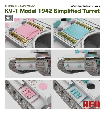 Збірна модель 1/35 Танк КВ-1 (спрощена вежа) зразка 1942 Rye Field Model RM-5041 детальное изображение Бронетехника 1/35 Бронетехника