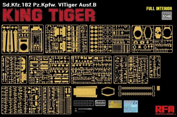 Сборная модель 1/35 Танк Sd.Kfz.182 Pz.Kpfw. VI Tiger Ausf.B Королевский тигр, полный интерьер РФМ детальное изображение Бронетехника 1/35 Бронетехника