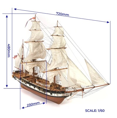 Scale wooden model 1/60 Royal Navy Ship HMS Beagle OcCre 12005 детальное изображение Корабли Модели из дерева