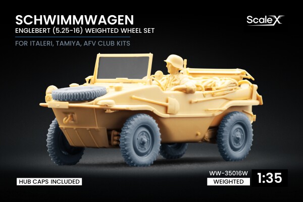 Набор колес (с деформацией) для Schwimmwagen Englebert (5.25-16) от Italeri, Tamiya, AFV club ScaleX детальное изображение Колёса Афтермаркет