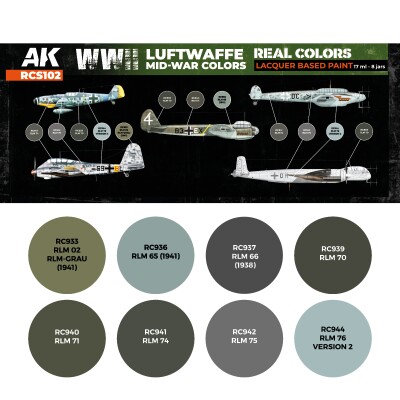 Set of alcohol acrylic paints Luftwaffe colors from the Second World War AK-interactive RCS102 детальное изображение Наборы красок Краски