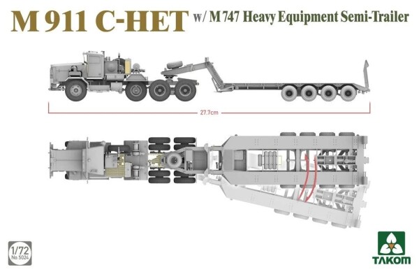 Збірна модель 1/72 M911 C-HET з напівпричепом для важкого обладнання M747 Takom 5024 детальное изображение Автомобили 1/72 Автомобили
