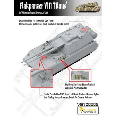 Збірна модель 1/72 Німецький надважкий зенітний танк Flakpanzer VIII Maus Vespid Models VS720005 детальное изображение Бронетехника 1/72 Бронетехника
