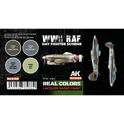 A set of lacquer based acrylic paints WWII RAF Day Fighter Scheme AK-Interactive RCS 109 детальное изображение Наборы красок Краски