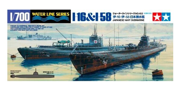 Збірна модель 1/700 Підводні човни ВМС Японії I-16 та I-58 Tamiya 31453 детальное изображение Подводный флот Флот