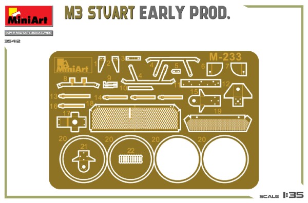 Збірна модель 1/35 Танк М3 Stuart ранньої версії MiniArt 35412 детальное изображение Бронетехника 1/35 Бронетехника