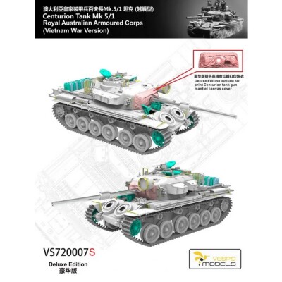 Збірна модель 1/72 Танк Centurion Mk5/1 (Війна у В'єтнамі) [Deluxe Edition] Vespid Models VS720007S детальное изображение Бронетехника 1/72 Бронетехника