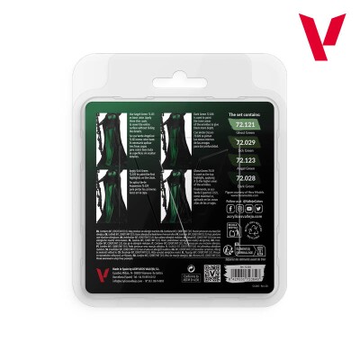 Набор акриловых красок Game Color Зелёные оттенки (Green Color Set) 4 шт VAL 72384 детальное изображение Наборы красок Краски