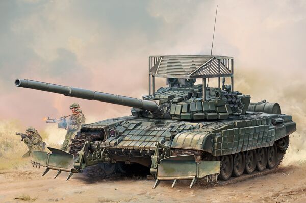 Сборная модель танка Т-72Б1 с КТМ-6 и решеткой детальное изображение Бронетехника 1/35 Бронетехника