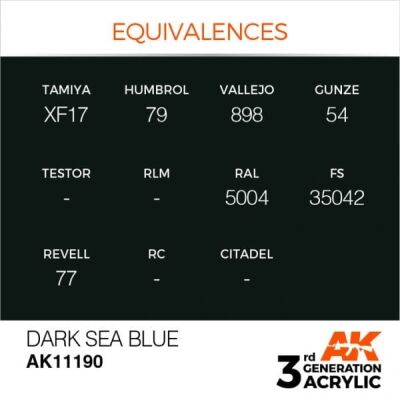 Акриловая краска DARK SEA BLUE STANDARD - МОРСКОЙ ТЕМНО-СИНИЙ / INK АК-интерактив AK11190 детальное изображение General Color AK 3rd Generation