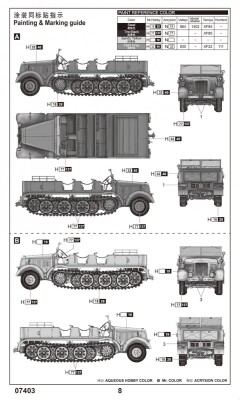 Сборная модель 1/72 Тяжелый тягач Sd.Kfz.8 12т Трумпетер 07403 детальное изображение Автомобили 1/72 Автомобили