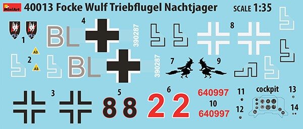 Сборная модель 1/35 Истребитель FOCKE WULF TRIEBFLUGEL NACHTJAGER Miniart 40013 детальное изображение Самолеты 1/35 Самолеты