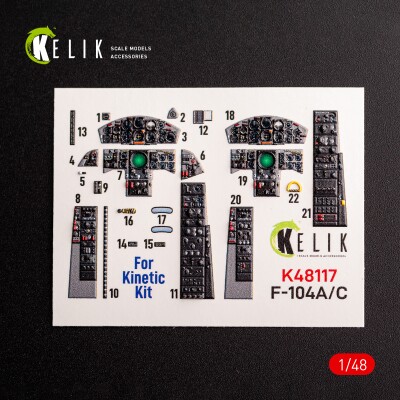 F-104 A/C декаль интерьер для комплекта Kinetic 1/48 KELIK K48117 детальное изображение 3D Декали Афтермаркет