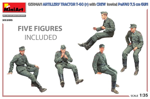 Збірна модель 1/35 Німецький артилерійський тягач T-60 (р) зі знаряддям PaK40 та розрахунком MiniArt 35395 детальное изображение Артиллерия 1/35 Артиллерия