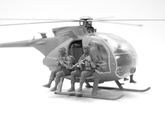 Сборная модель 1/48 Вертолет MH-6J с штурмовой группой Delta Force ICM 48371 детальное изображение Вертолеты 1/48 Вертолеты
