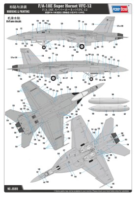 Збірна модель 1/48 Літак F/A-18E Super Hornet VFC-12 HobbyBoss 85818 детальное изображение Самолеты 1/48 Самолеты