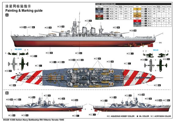Scale model 1/350 Italian Navy Battleship  RN Vittorio Veneto 1940 Trumpeter 05320 детальное изображение Флот 1/350 Флот