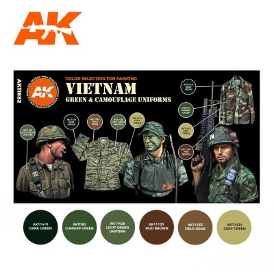 VIETNAM GREEN AND CAMOUFLAGE COLORS	 / Набор цветов армии США во Вьетнаме детальное изображение Наборы красок Краски