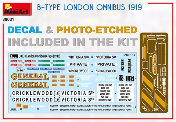 Збірна модель 1/35 Лондонський омнібус типу B 1919 MiniArt 38031 детальное изображение Автомобили 1/35 Автомобили