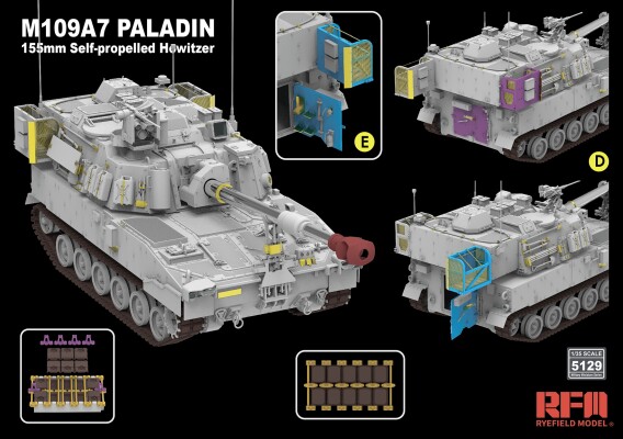 Збірна модель 1/35 155-мм самохідна гаубиця М109А7 Paladin RFM RM-5129 детальное изображение Артиллерия 1/35 Артиллерия