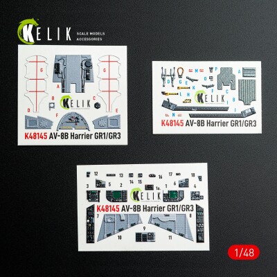 McDonnell Duglas AV-8 B Harrier 3D декаль інтер'єр для комплекту Hasegawa 1/48 KELIK K48145 детальное изображение 3D Декали Афтермаркет