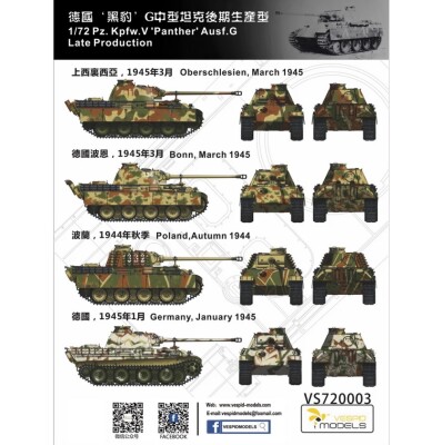 Збірна модель 1/72 Танк Pz.Kpfw.V Panther Ausf.G пізніх випусків Vespid Models VS720003 детальное изображение Бронетехника 1/72 Бронетехника
