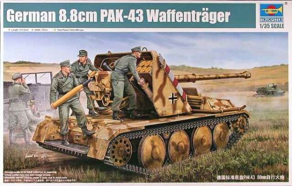 Збірна модель 1/35 Німецька 8,8 см ПАК-43 Waffentrager Trumpeter 05550 детальное изображение Бронетехника 1/35 Бронетехника