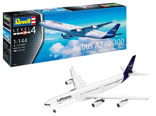 Scale model 1/144 Airbus A340-300 “Lufthansa&quot; New Livery Revell 03803 детальное изображение Самолеты 1/144 Самолеты