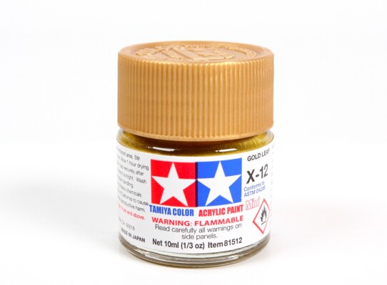 Alcohol-based acrylic paint Golden Metallic 10ml Tamiya X-12 детальное изображение Акриловые краски Краски