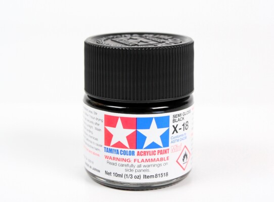 Alcohol-based acrylic paint Black Semi-Gloss 10ml Tamiya X-18 детальное изображение Акриловые краски Краски