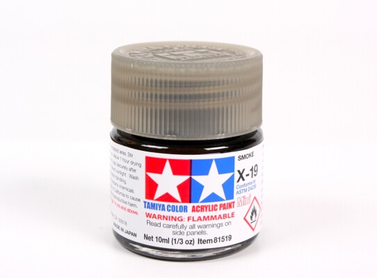 Acrylic alcohol-based paint Smoke 10ml Tamiya X-19 детальное изображение Акриловые краски Краски