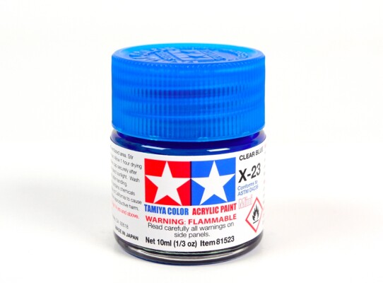 Acrylic varnish Transparent Blue 10ml Tamiya X-23 детальное изображение Акриловые краски Краски