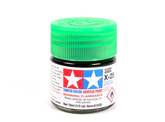 Acrylic varnish Clear Green 10ml Tamiya X-25 детальное изображение Акриловые краски Краски