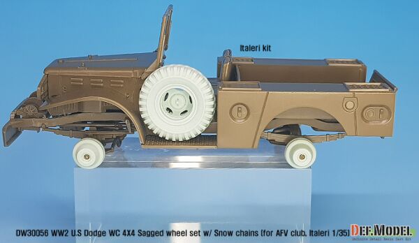 WW2 U.S Dodge WC 4X4 snow chained Sagged wheel set (for AFV club, Italeri 1/35) детальное изображение Смоляные колёса Афтермаркет