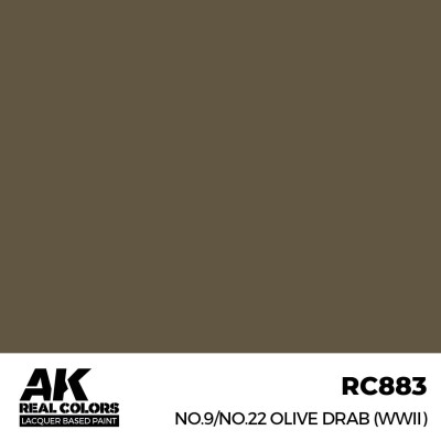 Alcohol-based acrylic paint No.9/No.22 Olive Drab (WWII) AK-interactive RC883 детальное изображение Real Colors Краски