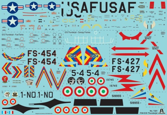 Scale model 1/72 Republic F-84 G Thunderjet Italeri 1321 детальное изображение Самолеты 1/72 Самолеты